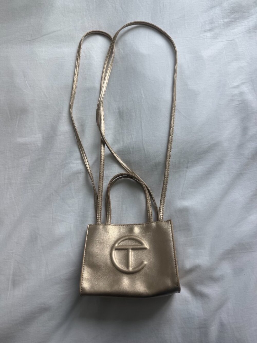 Telfar Small Shopping Bag Gold Metallic Vegan Leather w/ Dustbag